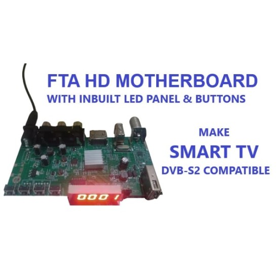 Set-Top Box FTA HD MPEG-4 Motherboard inbuilt IR, LED, Buttons