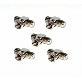 2 Way Cable Connector Coaxial Splitter - T Pin  - 5pcs