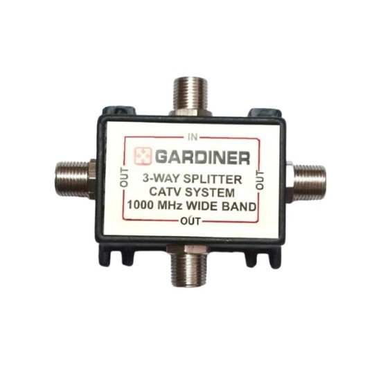 Gardiner 3-Way 1000 MHz Wide Band Splitter -3 Out and 1 Input - All Port PowerPass by CATVIndia