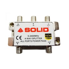 Solid 4 Way PowerPass Coaxial Cable Splitter 